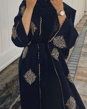 Load image into Gallery viewer, Kalenmos Dubai Embroidered Open Abaya Robe w/ Sash - Zainab&#39;s Closet