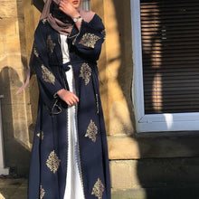 Load image into Gallery viewer, Kalenmos Dubai Embroidered Open Abaya Robe w/ Sash - Zainab&#39;s Closet