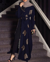Load image into Gallery viewer, Kalenmos Dubai Embroidered Open Abaya Robe w/ Sash - Zainab&#39;s Closet