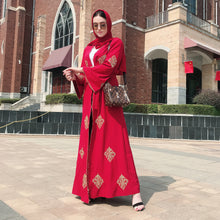 Load image into Gallery viewer, Kalenmos Dubai Embroidered Open Abaya Robe w/ Sash - Zainab&#39;s Closet
