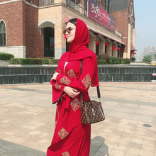 Load image into Gallery viewer, Kalenmos Dubai Embroidered Open Abaya Robe w/ Sash - Zainab&#39;s Closet