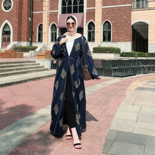 Load image into Gallery viewer, Kalenmos Dubai Embroidered Open Abaya Robe w/ Sash - Zainab&#39;s Closet