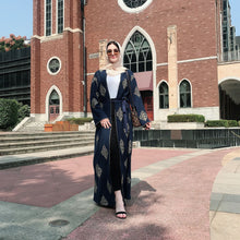 Load image into Gallery viewer, Kalenmos Dubai Embroidered Open Abaya Robe w/ Sash - Zainab&#39;s Closet
