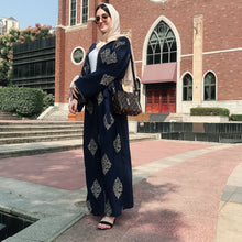 Load image into Gallery viewer, Kalenmos Dubai Embroidered Open Abaya Robe w/ Sash - Zainab&#39;s Closet