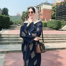 Load image into Gallery viewer, Kalenmos Dubai Embroidered Open Abaya Robe w/ Sash - Zainab&#39;s Closet