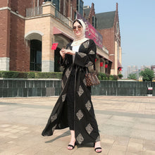 Load image into Gallery viewer, Kalenmos Dubai Embroidered Open Abaya Robe w/ Sash - Zainab&#39;s Closet