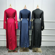 Load image into Gallery viewer, Kalenmos Dubai Embroidered Open Abaya Robe w/ Sash - Zainab&#39;s Closet
