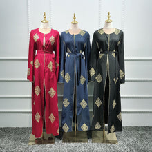 Load image into Gallery viewer, Kalenmos Dubai Embroidered Open Abaya Robe w/ Sash - Zainab&#39;s Closet