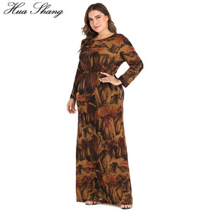 Hua Shang Yellow Ochre Retro Print Dress - Zainab's Closet