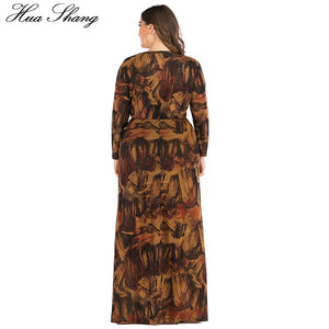 Hua Shang Yellow Ochre Retro Print Dress - Zainab's Closet
