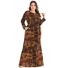 Load image into Gallery viewer, Hua Shang Yellow Ochre Retro Print Dress - Zainab&#39;s Closet