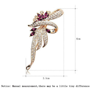 SHUANGR Crystal Flower Lapel Pin - Zainab's Closet