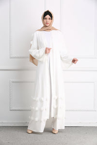 Delias Simple Flower Abaya Robe w/ Sash - Zainab's Closet