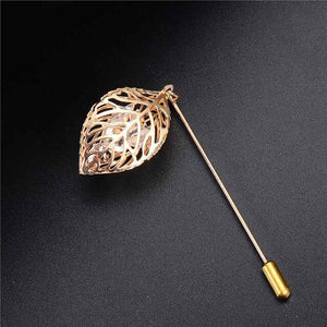SHUANGR Trendy Crystal Leaf  Brooch - Zainab's Closet