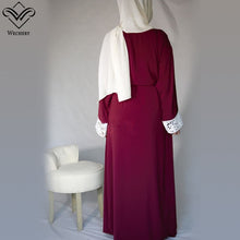 Load image into Gallery viewer, Wechery Lace Trim Abaya Robe w/ Sash - Zainab&#39;s Closet