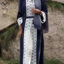 Load image into Gallery viewer, Wechery Lace Trim Abaya Robe w/ Sash - Zainab&#39;s Closet