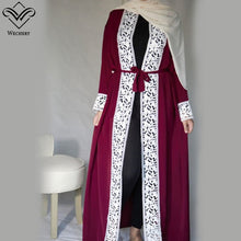 Load image into Gallery viewer, Wechery Lace Trim Abaya Robe w/ Sash - Zainab&#39;s Closet