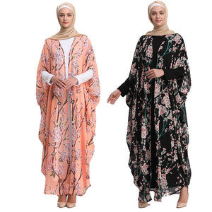 AIFEIYIYI Floral Print Batwing Sleeve Kaftan Robe - Zainab's Closet