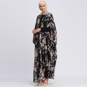 AIFEIYIYI Floral Print Batwing Sleeve Kaftan Robe - Zainab's Closet