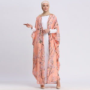 AIFEIYIYI Floral Print Batwing Sleeve Kaftan Robe - Zainab's Closet