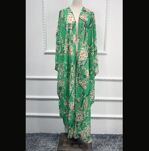 AIFEIYIYI Floral Print Batwing Sleeve Kaftan Robe - Zainab's Closet