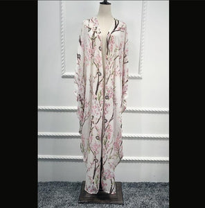AIFEIYIYI Floral Print Batwing Sleeve Kaftan Robe - Zainab's Closet