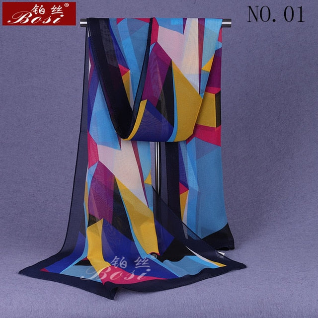 BOSI Geometric Chiffon Scarf - Zainab's Closet