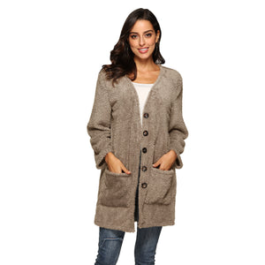 HANDBOY Velvet Fleece Plush Midi Cardigan - Zainab's Closet