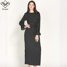 Load image into Gallery viewer, Wechery Striped Turmpet Sleeve Long Dress - Zainab&#39;s Closet