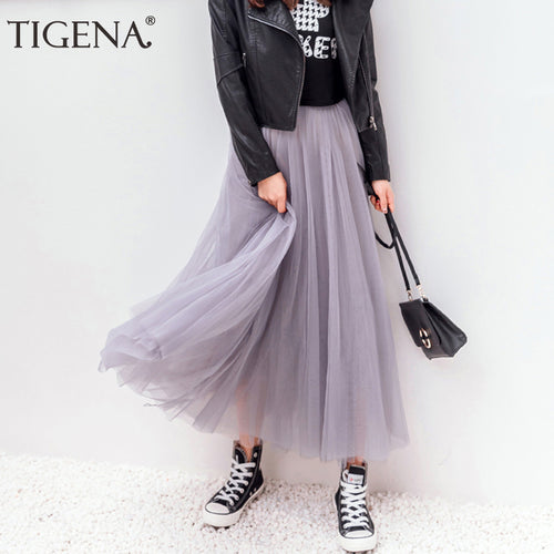 TIGENA Tulle High Waist Pleated Tutu - Zainab's Closet