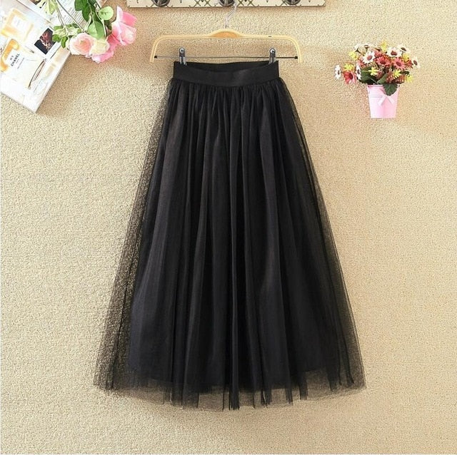 TIGENA Tulle High Waist Pleated Tutu - Zainab's Closet