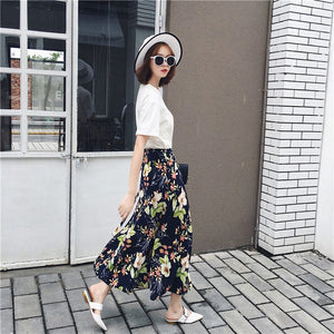 PADEGAO Asymmetrical Printed Chiffon Skirt - Zainab's Closet