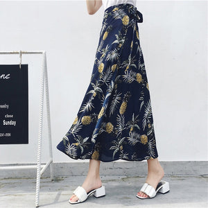 PADEGAO Asymmetrical Printed Chiffon Skirt - Zainab's Closet