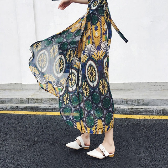 PADEGAO Asymmetrical Printed Chiffon Skirt - Zainab's Closet