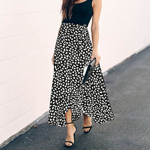 Surmiitro Polka Dot A-line Split Maxi Summer Skirt - Zainab's Closet