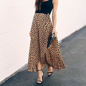 Surmiitro Polka Dot A-line Split Maxi Summer Skirt - Zainab's Closet
