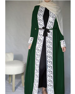 LEFEI BIG Lace Trim Abaya Robe - Zainab's Closet