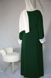 LEFEI BIG Lace Trim Abaya Robe - Zainab's Closet