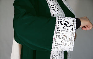 LEFEI BIG Lace Trim Abaya Robe - Zainab's Closet