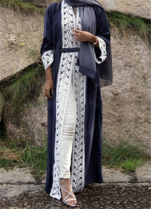 LEFEI BIG Lace Trim Abaya Robe - Zainab's Closet