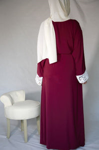 LEFEI BIG Lace Trim Abaya Robe - Zainab's Closet