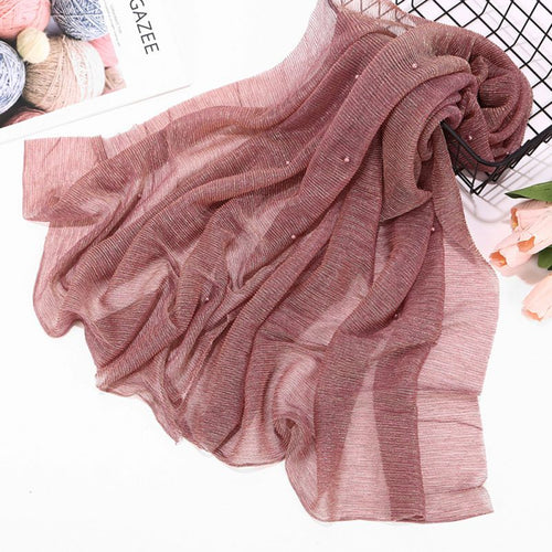 ETOSELL Chiffon Yarn Pearl Crinkle Scarf - Zainab's Closet