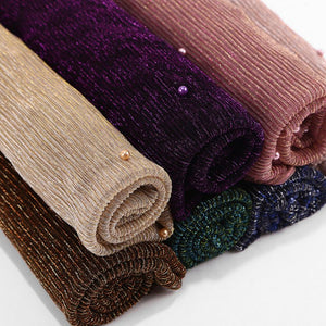 ETOSELL Chiffon Yarn Pearl Crinkle Scarf - Zainab's Closet