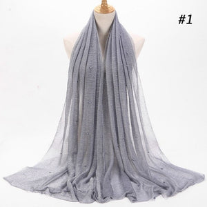 ETOSELL Chiffon Yarn Pearl Crinkle Scarf - Zainab's Closet