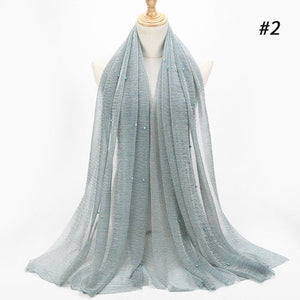 ETOSELL Chiffon Yarn Pearl Crinkle Scarf - Zainab's Closet