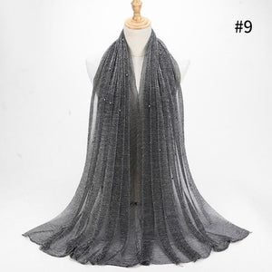 ETOSELL Chiffon Yarn Pearl Crinkle Scarf - Zainab's Closet