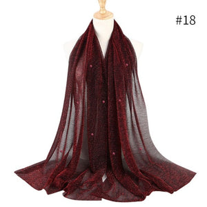 ETOSELL Chiffon Yarn Pearl Crinkle Scarf - Zainab's Closet