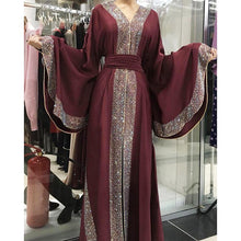 Load image into Gallery viewer, Malaysian Rhinestone Edged Abaya Robe - Zainab&#39;s Closet