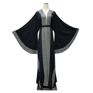 Malaysian Rhinestone Edged Abaya Robe - Zainab's Closet